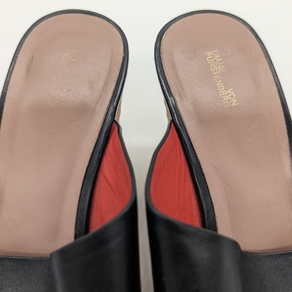 Diane Von Furstenberg Bonnie Wedge Slide Sandal Black Size 8.5 - Picture 12 of 13